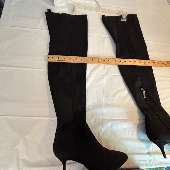 Bershka Boots Women's Size 39 US 8.5 Over-The-Knee Black Heeled Boots Faux Suede - Picture 9 of 11